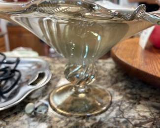 #154 Murano Style Art glass pedestal bowl $50.00