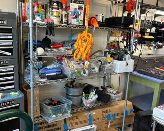 #213 Metal wire shelf 47x17x74 4 shelves 1 short shelf and one hanging shelf $115.00
