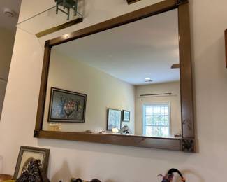 #34 wood framed mirror 45.5x31.5 $50.00