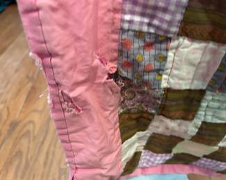 #27 patchwork quilt as is holes 73x67 $45.00