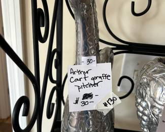 #130 Arthur Court aluminum giraffe pitcher $30.00