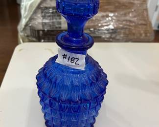 #182 vintage blue decanter $20.00