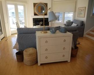 Serena & Lily Driftway chest; Larkspur table lamp by Serena & Lily