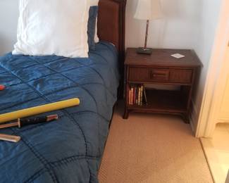 Tommy Bahama-inspired twin beds & nightstand; table lamp