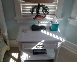 Nightstand; table lamp