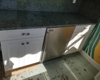 Cabana base cabinets; Marvel under-cabinet fridge