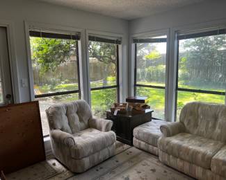 Kid and pet free well-maintained oversized chair, ottoman and loveseat.