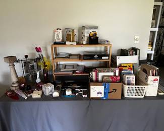 Miscellaneous items including electronics and vintage Time magazines, box lot of cards and maps.