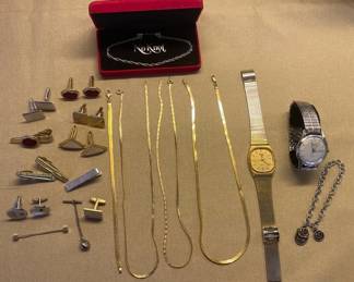 14k Italian Gold Chains, Vtg Gruen Mens Watch More