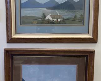 M. OSHAUGHNESSY VINTAGE FOLK ART Matted Framed