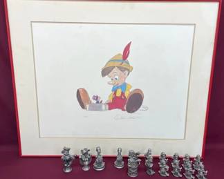 Walt Disney Rare Silver Side 1987 Mint Collection LE Pinocchio Sketch