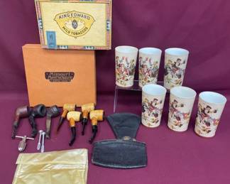 Vtg Tobacco Pipe Collection Villeroy Boch Beer Tumblers