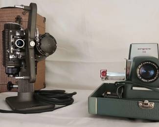 Vintage Film Slide Projector Collection with Cases Projector Screen