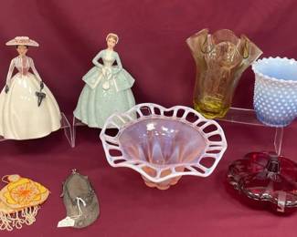 Vtg Sterling Mesh Bag, Glass Home Decor, Figurines