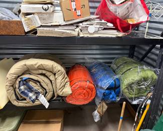 Camping equipment, sleeping bags, tents, etc