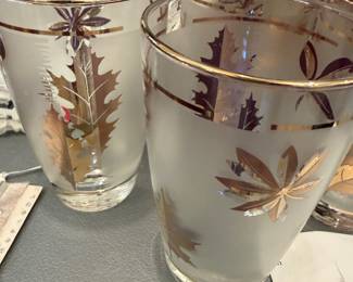 Vintage Libbey Gold Leaf Glasses 