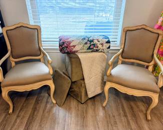 Mid Century Louis XV Style Country French Provincial Arm chairs 