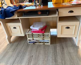 Christopher Lowell Shore Home Executive Farmhouse Wooden Desk with Credenza 