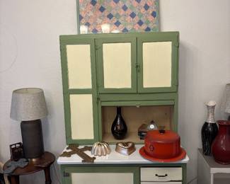 Vintage 1920's Hoosier Cabinet in Retro Green 