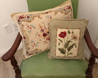Beautiful Fabric and Mahogany Arm Chair 