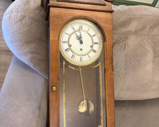Vintage Howard Miller Pendulum Wall Clock with Key