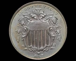 1867 Toned Shield Nickel