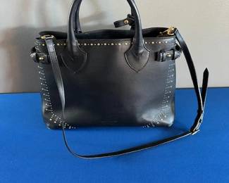 Black leather Burberry Banner bag.