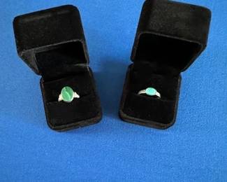 Sterling Silver ring with malachite stone and Sterling Silver with Turquoise ring.