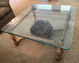 Wood coffee table with glass top....