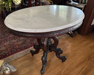 Victorian Oval Marble Top Table
