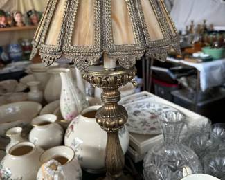 Lamp w/ Slad Glass Shade
