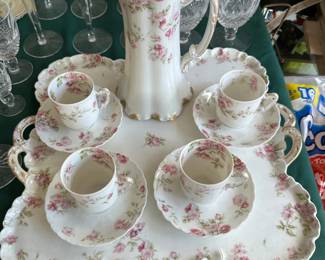 Haviland Limoges Chocolate Pot,Cups, Saucers & Tray
