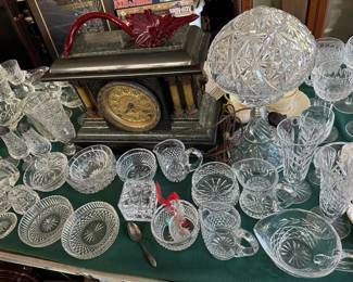 Cut Glass Lamp, Waterford, Mantle Clock