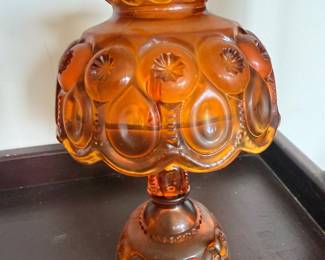 l.E. Smith Moon and Stars Amber Glass Fairy Lamp. 