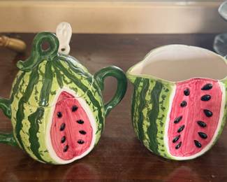 Vintage Watermelon Creamer and Sugar Bowl Set