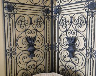 Elegant black metal folding screen