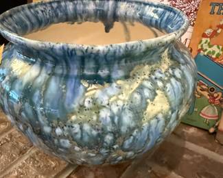Vintage drip glaze ceramic art pottery planter
