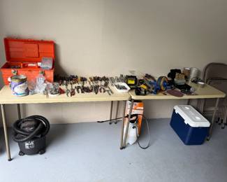 Shop vac, sprayer, cooler, hand tools