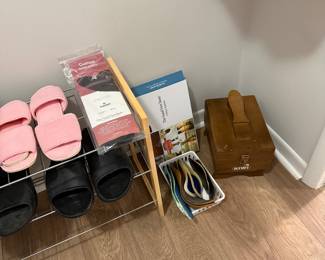 Shoe rack and shoes, shoe shine kit