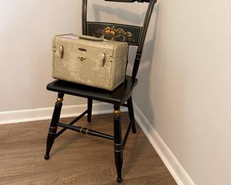 Hitchcock chair & vintage train case