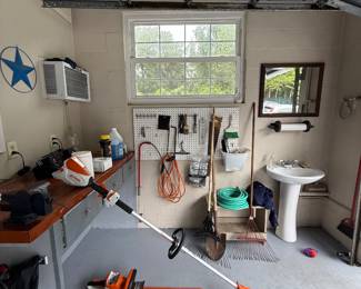Stihl Battery operated tools and other items in garage