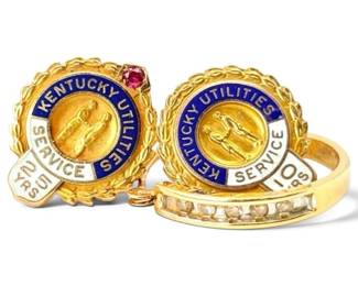 10k Gold Kentucky Services Pins Single Hoop Earring 4.59g Total