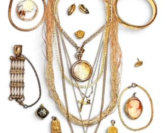 Elgin Pocket Watch and More GoldFilled GoldToned Jewelry