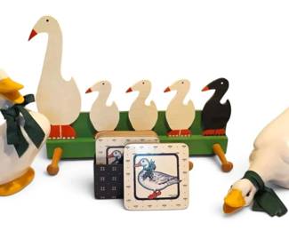 Ceramic Duck Figurines, Peg Hook, Coasters