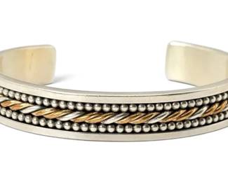 Sterling Silver GoldFilled Daniel Mike Navajo Cuff Bracelet 40g