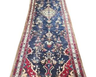 Red Navy Blue Woven Floor Runner 41 x 136