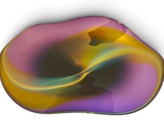 Art Glass Purple Swirl 20 Ruffled Bowl Signed