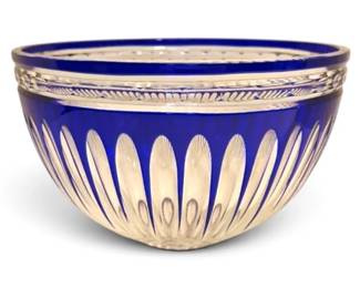 Blue CuttoClear Crystal Bowl 6.25 9.75