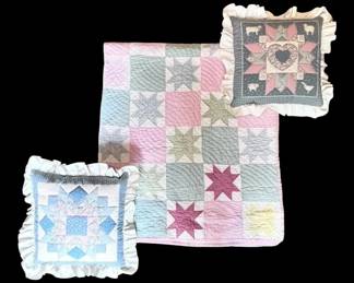 HandStitched Cottagecore Patchwork Star Quilt Quilted Star Pillows