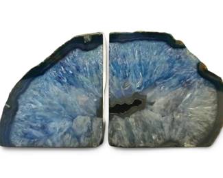 Blue Geode Bookends